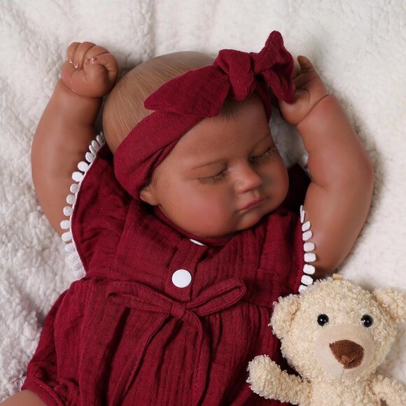 Reborn Baby Dolls Black 20 Inch Lifelike Soft Body Realistic Newborn Baby Doll - Picture 2 of 8
